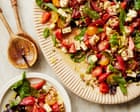 Sami Tamimi’s recipes for courgette and maftoul bake, and sumac-marinated feta salad
