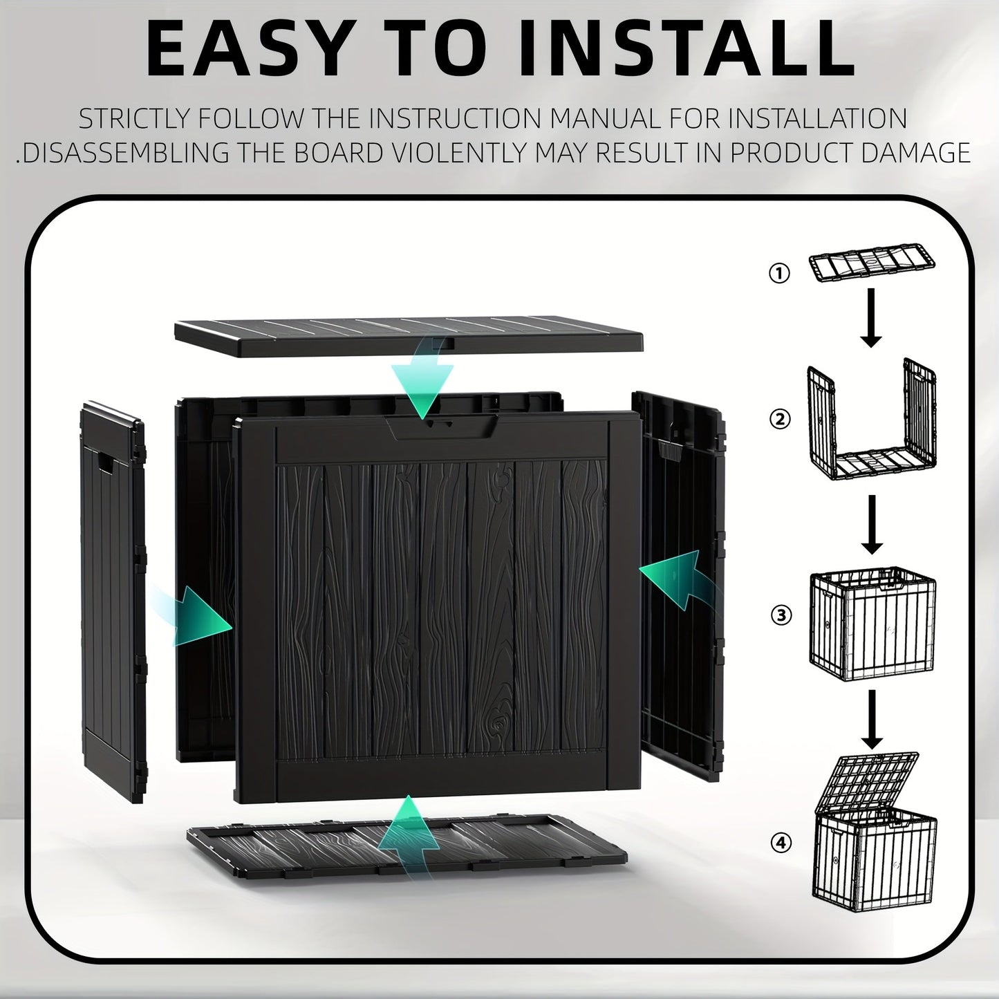 35 Gallon Outdoor Resin Storage Box – Black/Wood Grain by DailySale