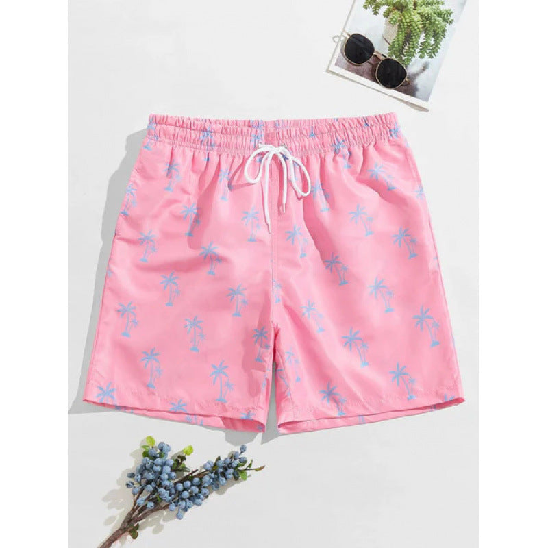 Beach pants men's large size quick dry loose thin men's shorts sports casual flower pants