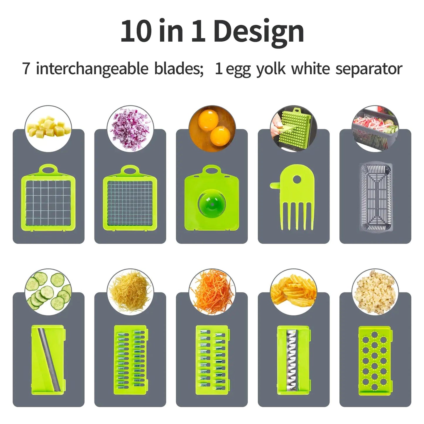 10 in 1 Multifunctional Cutter Shredder Slicer - Anti Spier - Anti Spier -
