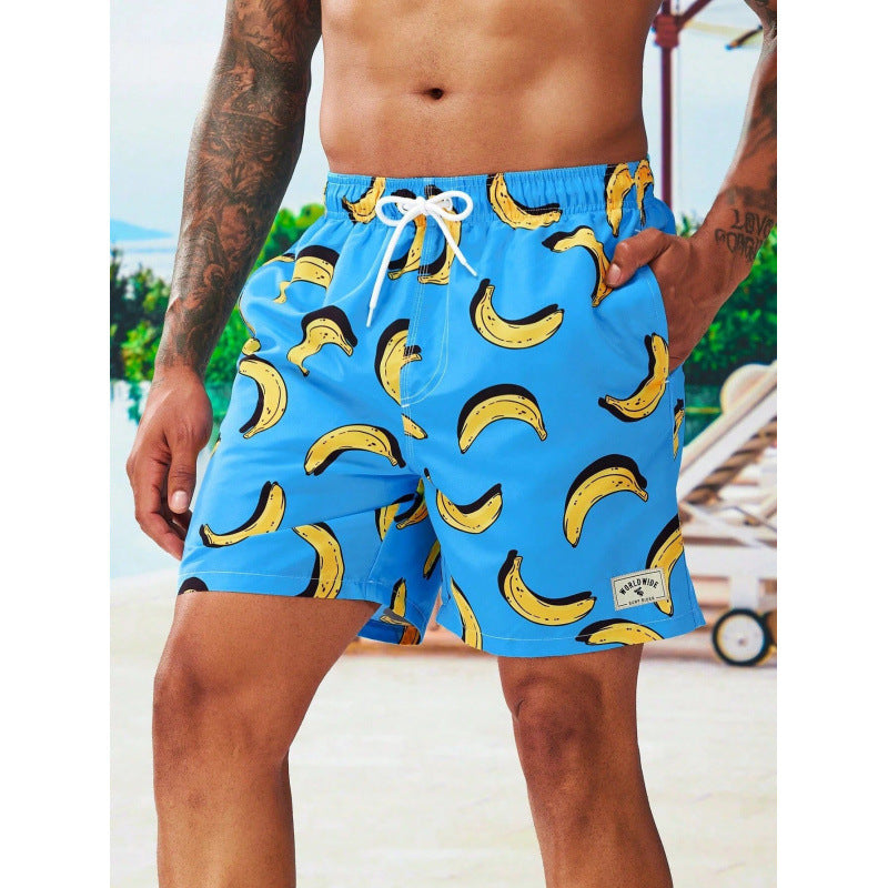 Beach pants men's large size quick dry loose thin men's shorts sports casual flower pants