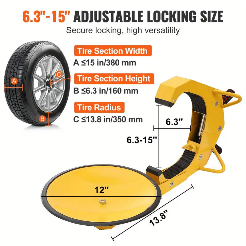 Wheel Lock Clamp, 1 Pack Trailer Wheel Lock, Heavy-Duty Anti Theft Tire Lock, Adjustable Tire Boot Lock, Trailer Wheel Locks for RV Trailers, Cars, Trucks, SUVs