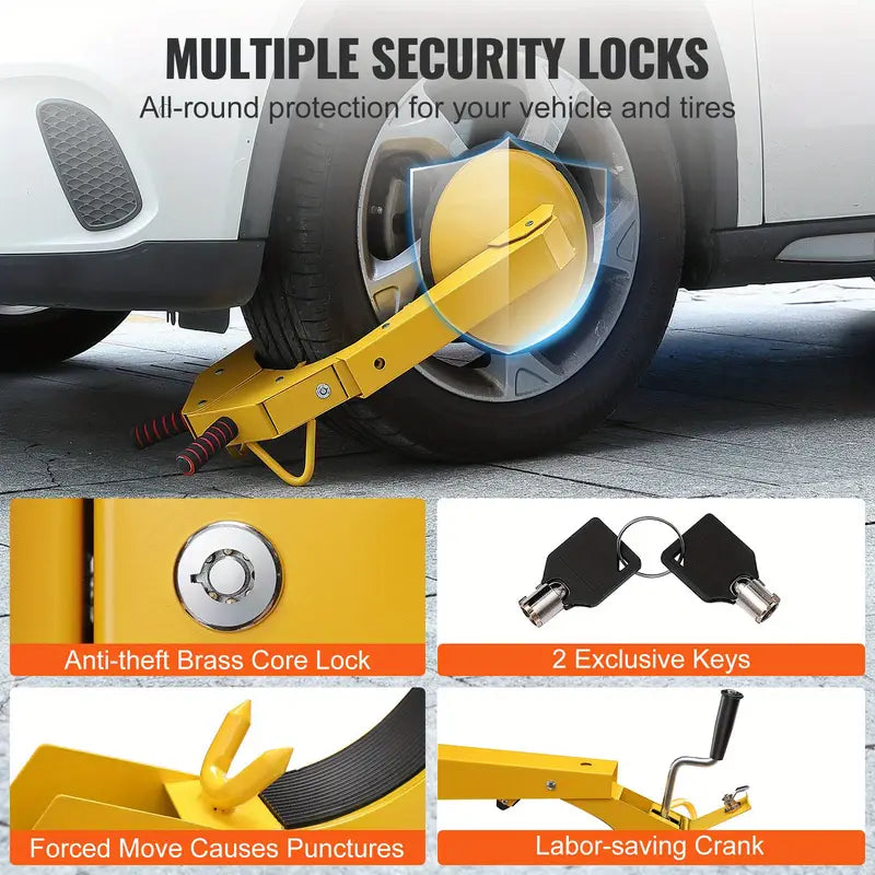 Wheel Lock Clamp, 1 Pack Trailer Wheel Lock, Heavy-Duty Anti Theft Tire Lock, Adjustable Tire Boot Lock, Trailer Wheel Locks for RV Trailers, Cars, Trucks, SUVs