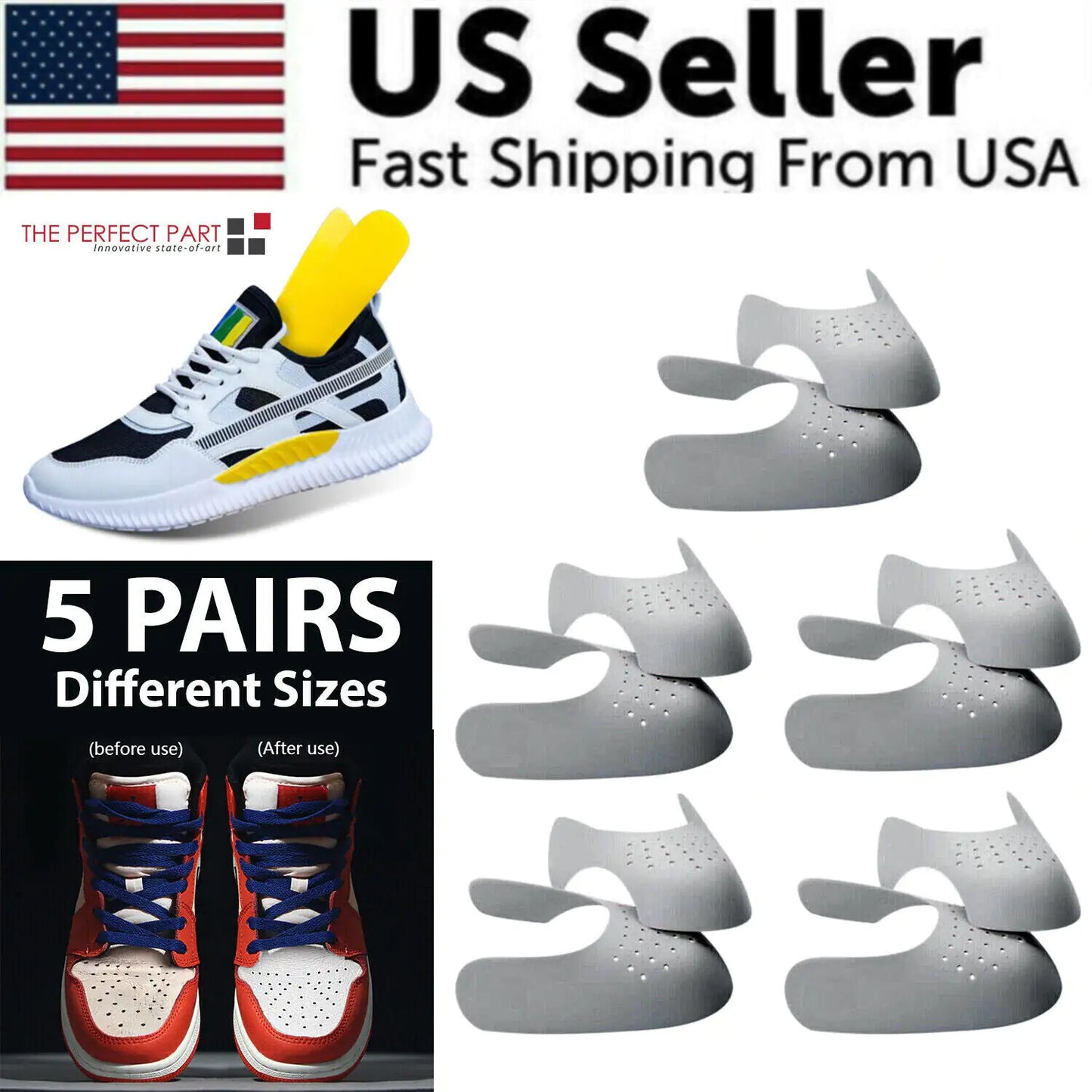 5 Pairs Shoe Protector Anti Crease Force Fields Cover Toe Cap Creasing Decreaser by Anti Spier