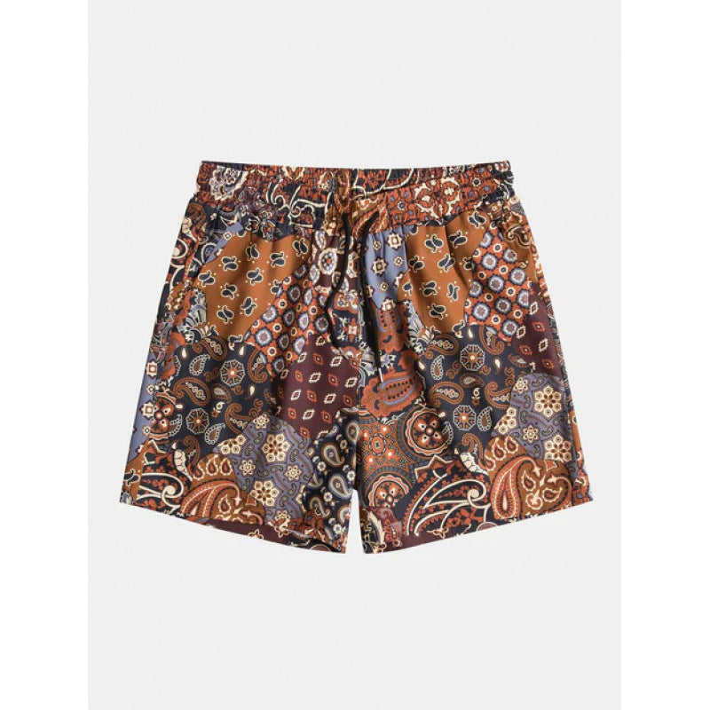 Beach pants men's large size quick dry loose thin men's shorts sports casual flower pants