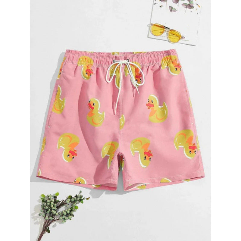 Beach pants men's large size quick dry loose thin men's shorts sports casual flower pants