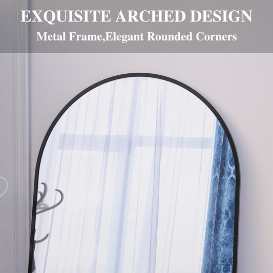 Arch Full Length Mirror 71"×32" Big Full Body Mirror for Bedroom Oversized Floor Mirror Large Standing Mirror Living Room Dressing Mirror Leaning Against Wall, Metal Frame, Black by Dropsure