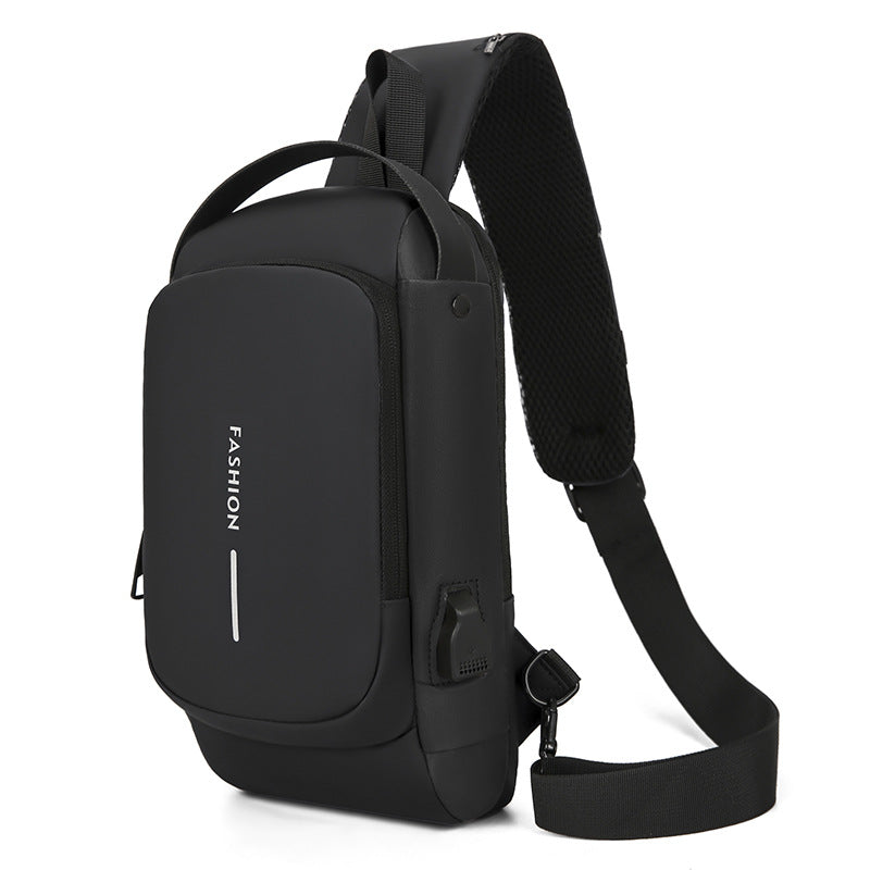 Password lock anti-theft chest bag, men's motorcycle bag, outdoor anti-theft single-shoulder crossbody bag, usb charging chest bag