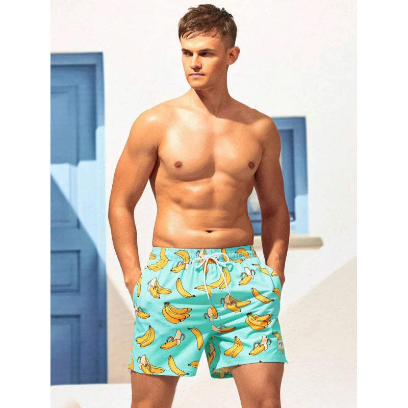 Beach pants men's large size quick dry loose thin men's shorts sports casual flower pants