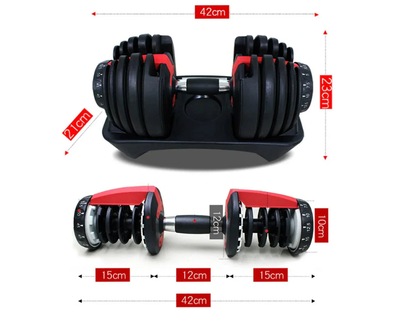 Adjustable Dumbbell Set with space-efficient design for versatile strength training.