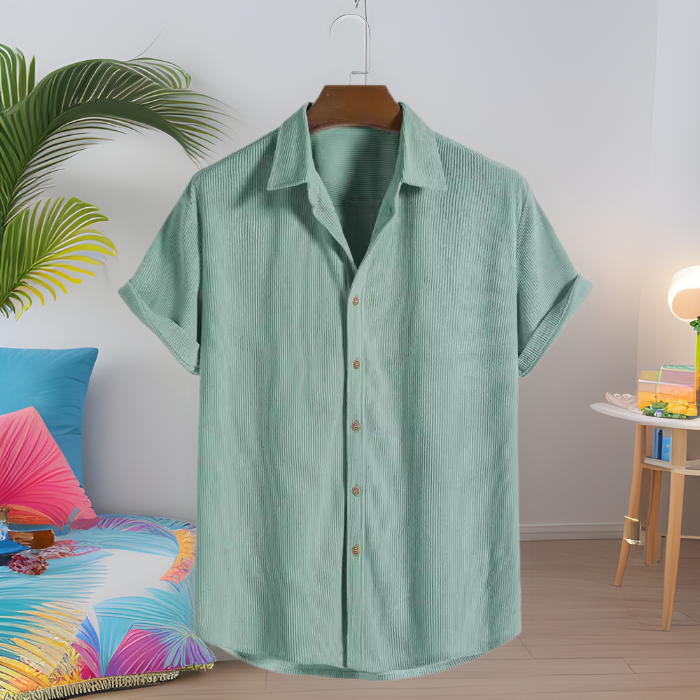 The new Hawaiian casual short-sleeved men's shirt has a handsome 3D print
