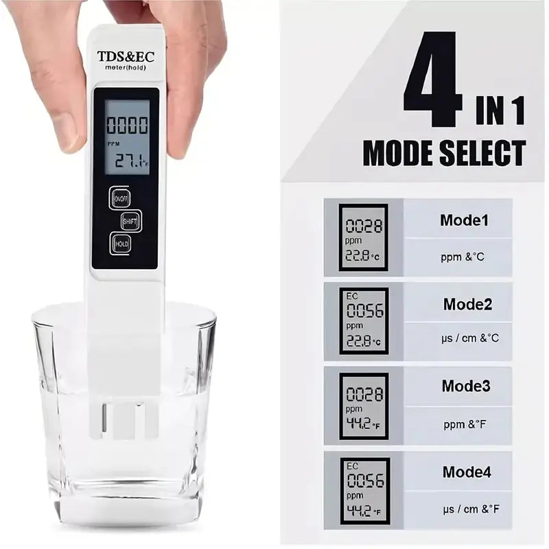 Digital Water Tester - 4 Modes for Accurate Testing