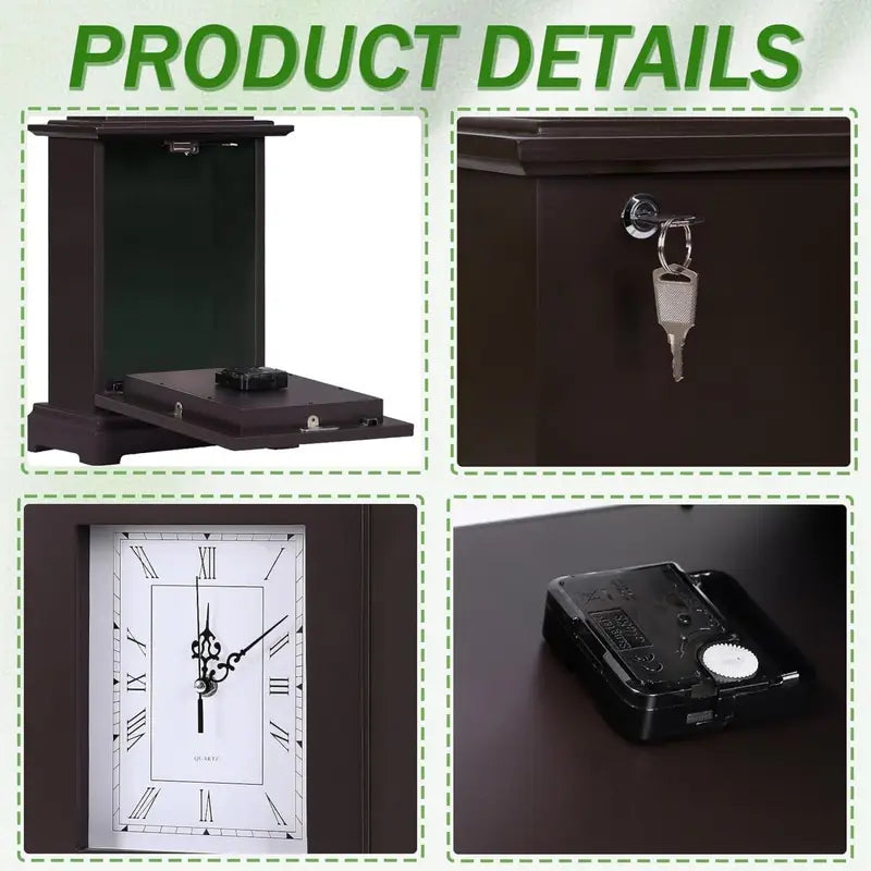 Rubber Wood Material, Glass Mirror Surface. Protect Your Cash, Passport, Jewelry, Documents, Or Keys. Convenient For Storing Valuables. Charming Wooden Structure