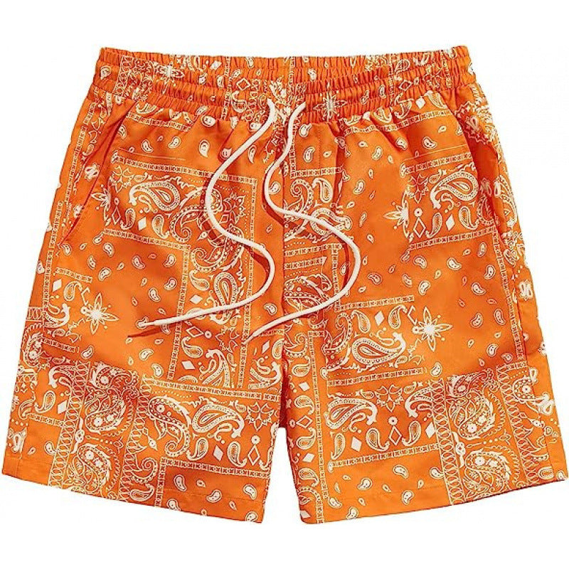 Beach pants men's large size quick dry loose thin men's shorts sports casual flower pants