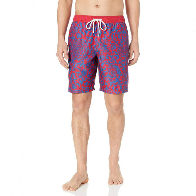 Beach pants men's large size quick dry loose thin men's shorts sports casual flower pants