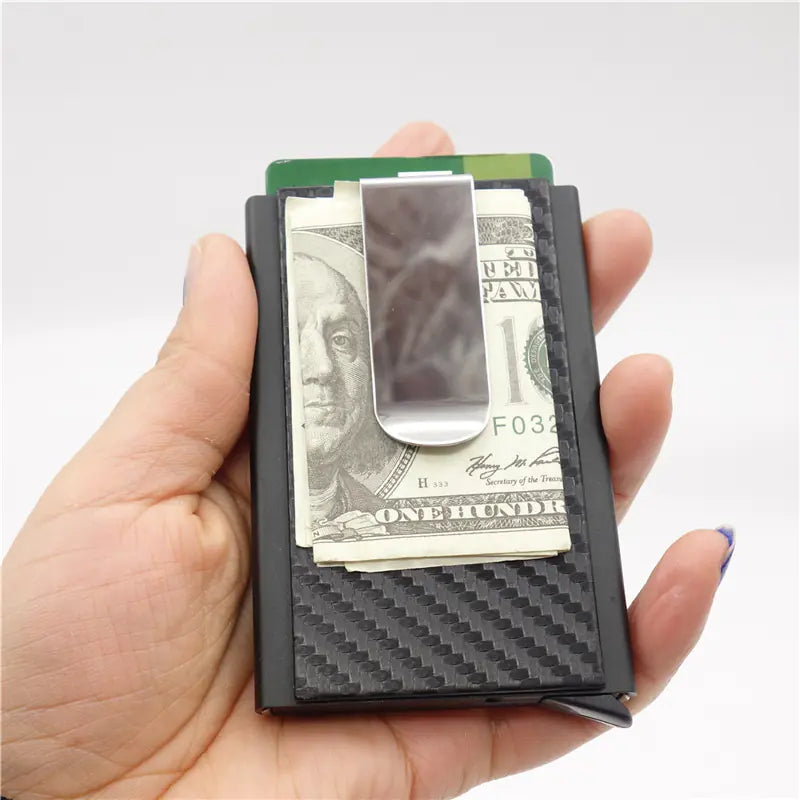 Aluminum Alloy RFID Wallet with Carbon Fiber Card Case
