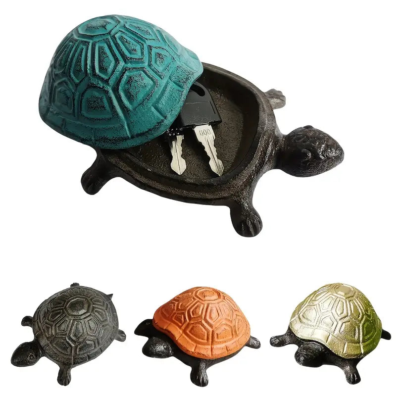 Heavy-Duty Cast Iron Turtle Key Box with Flip-Top Lid - Hidden Key Hider for Door, Garden, Patio - Spare Key Storage - Indoor/Outdoor - Home, Office, Cabin - Outdoor Concealment, Durable, Unique Organizer