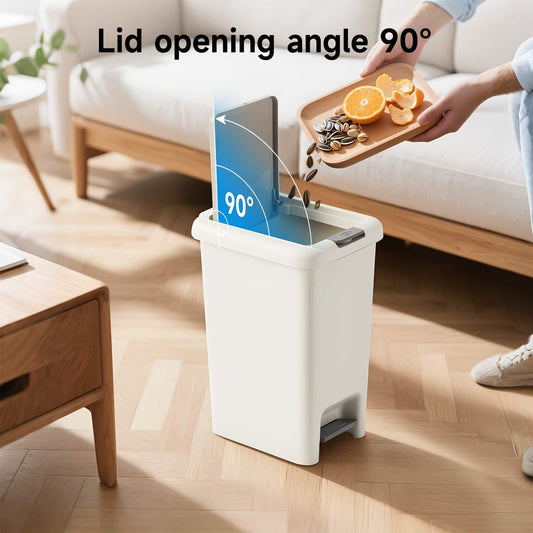 20L Oval Trash Can – Quiet Press-Top Lid with Foot Pedal by DailySale