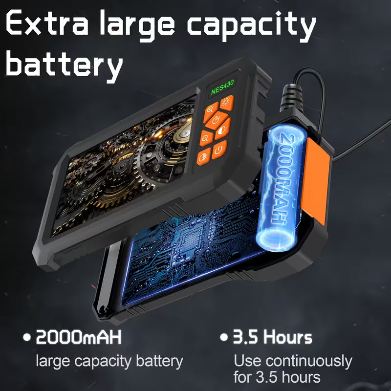 1pc 1080P HD Borescope Camera with Light, 4.3" IPS Screen, Sewer Inspection Tool,Semi-Rigid Cord, Rechargeable Lithium Battery, Ideal for Drain Pipe Inspection, Sewer Maintenance | High Definition Camera | Durable Plastic Body, Sewer Inspection Camera