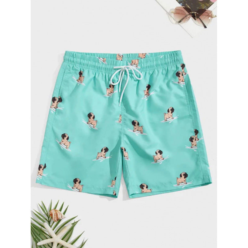 Beach pants men's large size quick dry loose thin men's shorts sports casual flower pants