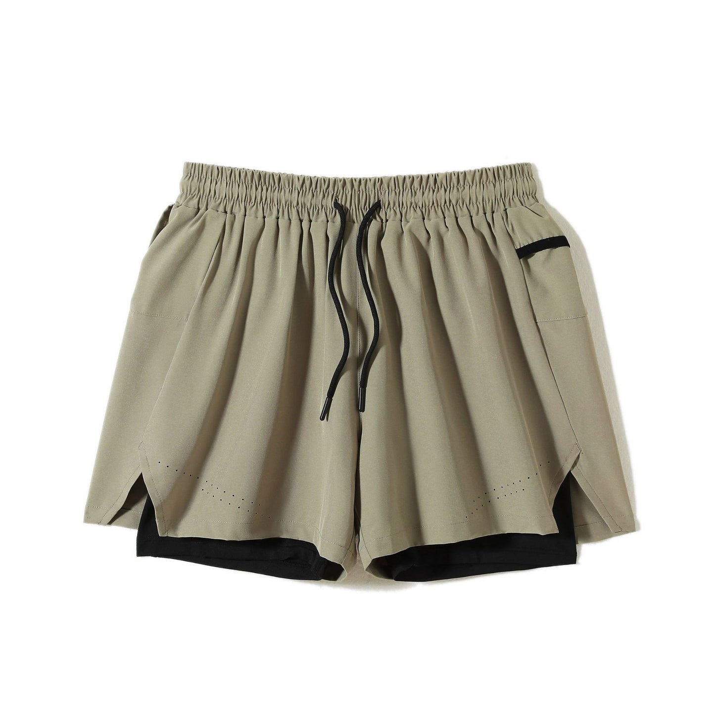 Double-layer sports shorts Men's summer outdoor sports running five-quarter pants Breathable quick-drying pants Fitness wear men's shorts
