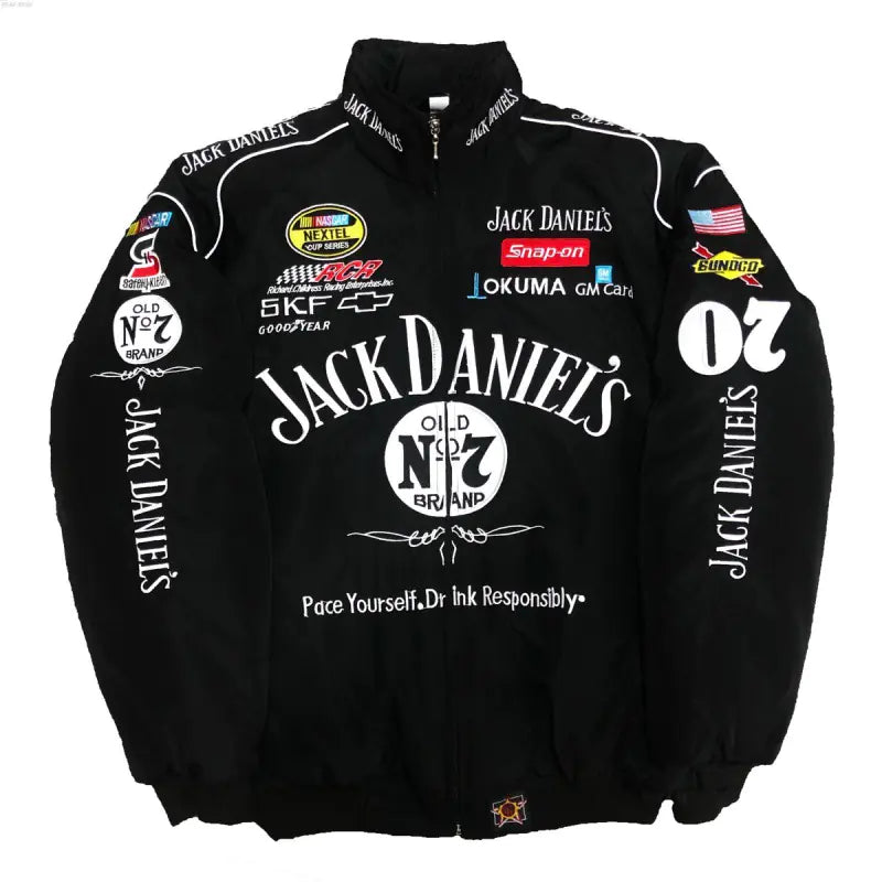 F1 Motorcycle Racing Jacket with Vintage Embroidery