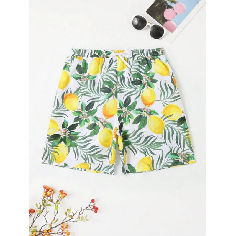Beach pants men's large size quick dry loose thin men's shorts sports casual flower pants