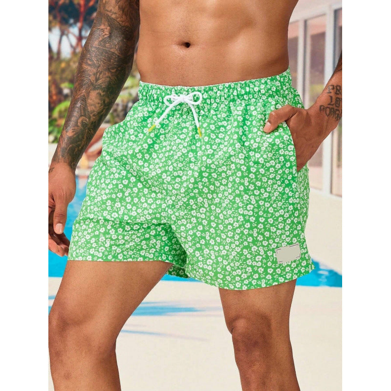 Beach pants men's large size quick dry loose thin men's shorts sports casual flower pants