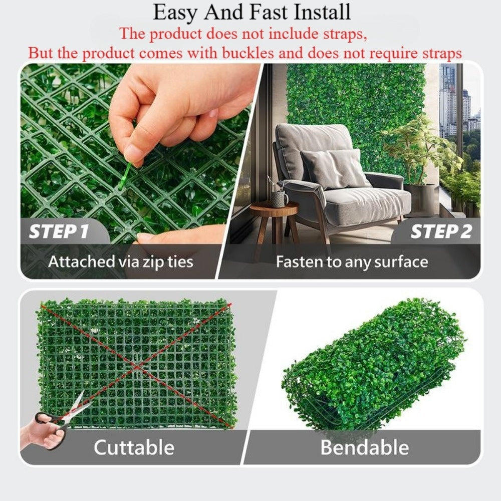 12PCS 24"x16" Artificial Boxwood Boards, UV Protected Grass Wall Panels & Boxwood Fence Panels for Green Wall Decor, Garden Fence, Wedding Backyard Decoration by Dropsure