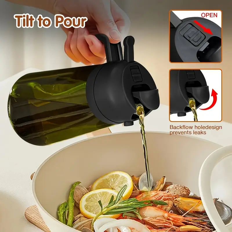 Dual-Purpose Pressurized Oil Sprayer | Large Capacity Leak-Proof Pouring and Spray Bottle for Home Use, BBQ Spray Canister
