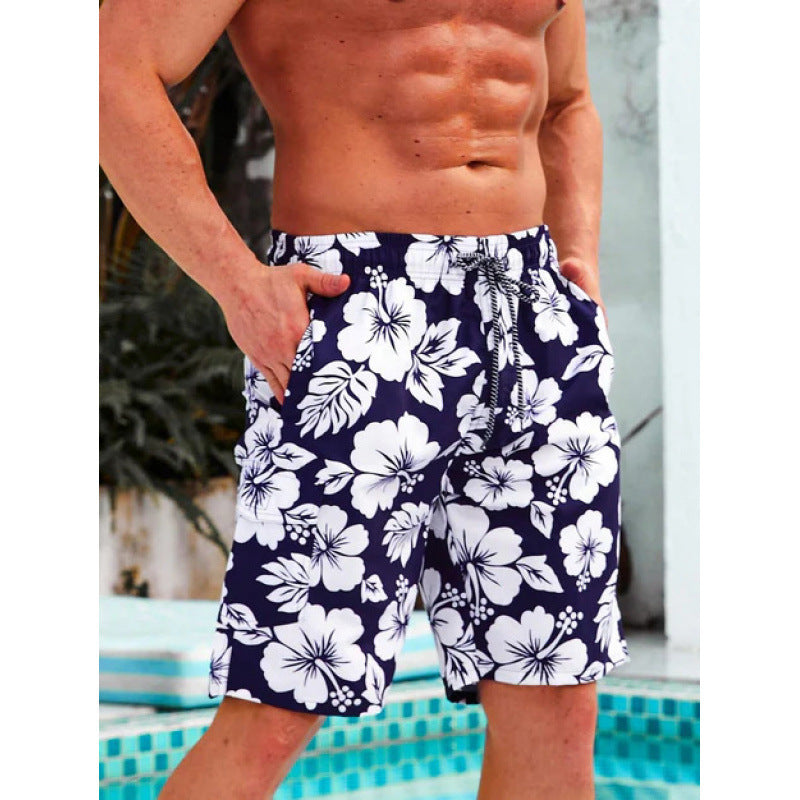 Beach pants men's large size quick dry loose thin men's shorts sports casual flower pants