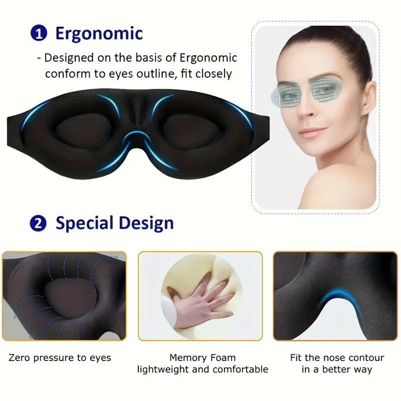 Adjustable 3D Sleep Mask for Men & Women - Breathable, Light-Blocking Eye Cover for Naps & Travel Father's Day, Mother's Day Gift