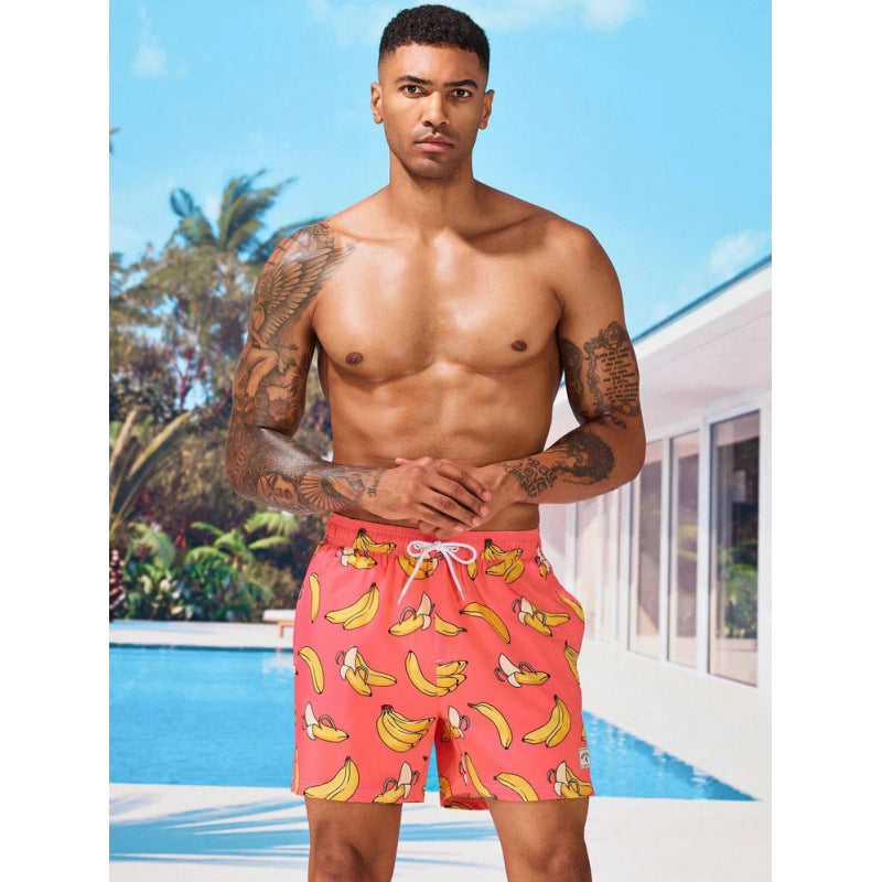 Beach pants men's large size quick dry loose thin men's shorts sports casual flower pants