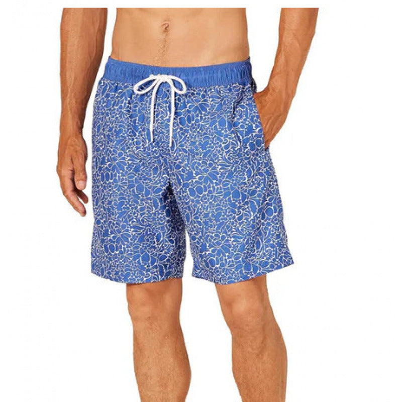 Beach pants men's large size quick dry loose thin men's shorts sports casual flower pants