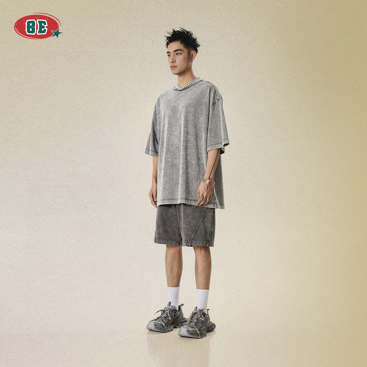 BE men's summer trade trend brand fried snow woven casual pants loose sports shorts men