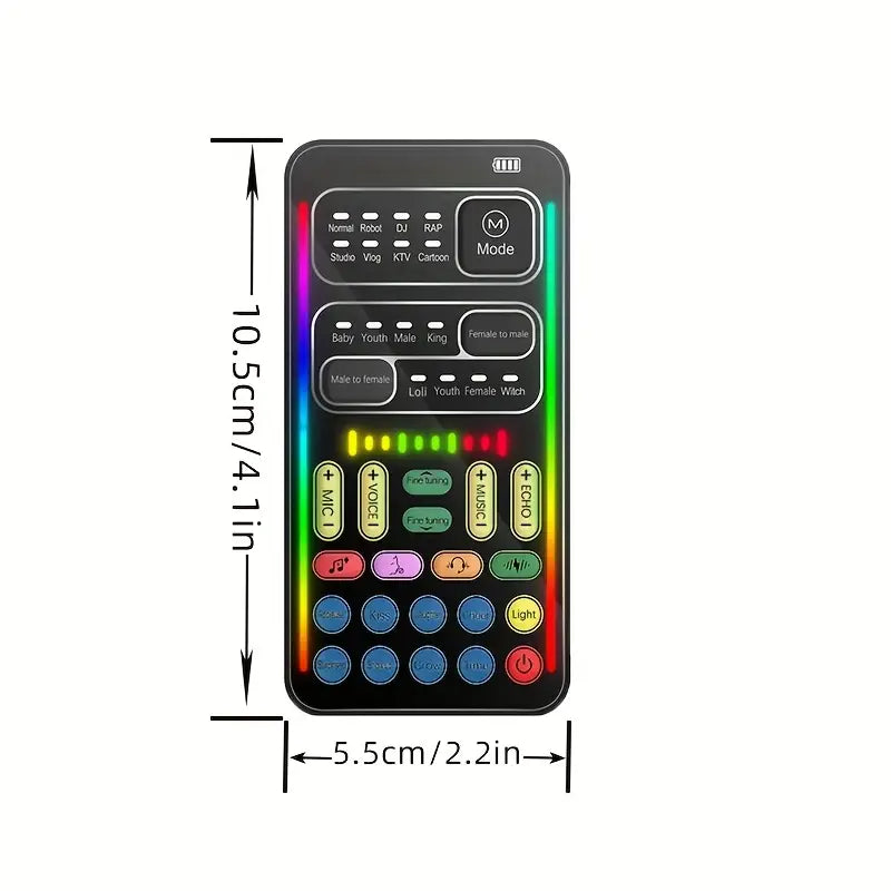 Sound Card Voice Changer - Voice Conversion Modes (Male to Female, Female to Male, Robotic, etc.), Gaming Chat, Karaoke, Live Streaming, Voice Beautification, Rechargeable, Smartphone Compatible, Voice Changer for Phone, Vibrant Interface