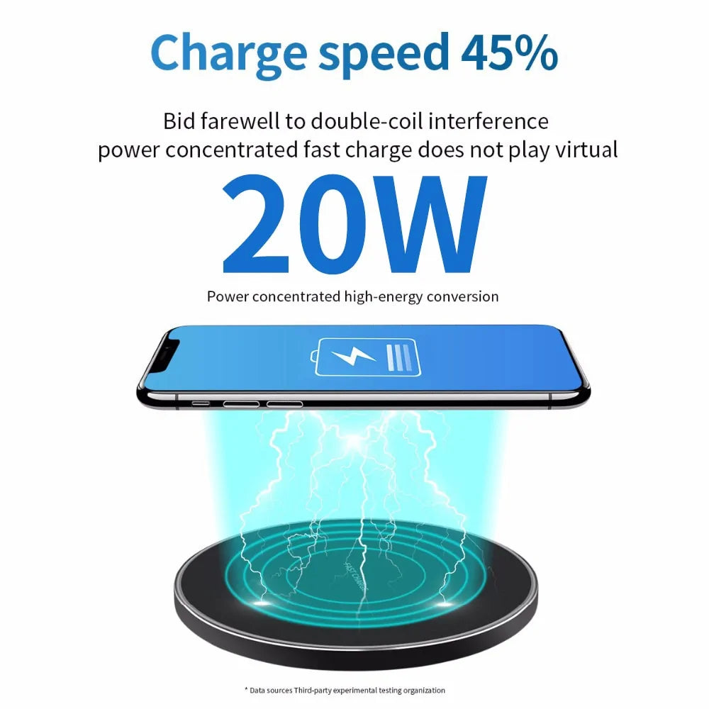 20W Qi Wireless Charger: Fast Charging for iPhone, Samsung, Xiaomi, Huawei, and More!