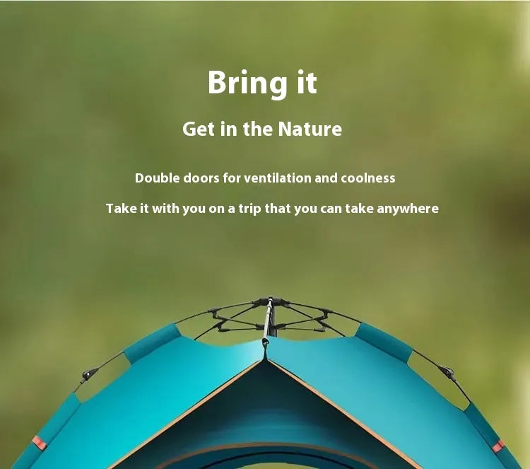 Double automatic camping tent with quick setup and ventilation features, perfect for outdoor adventures.