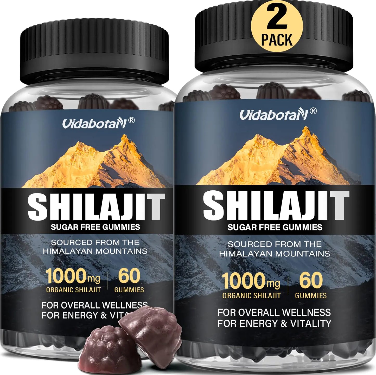 Sugar Free Shilajit Gummies 1000mg – Pure Shilajit Supplement for Men & Women – 85+ Trace Minerals & Fulvic Acid with Ashwagandha- Energy Brain Immunity –Mixed Berry Flavor120 Gummies