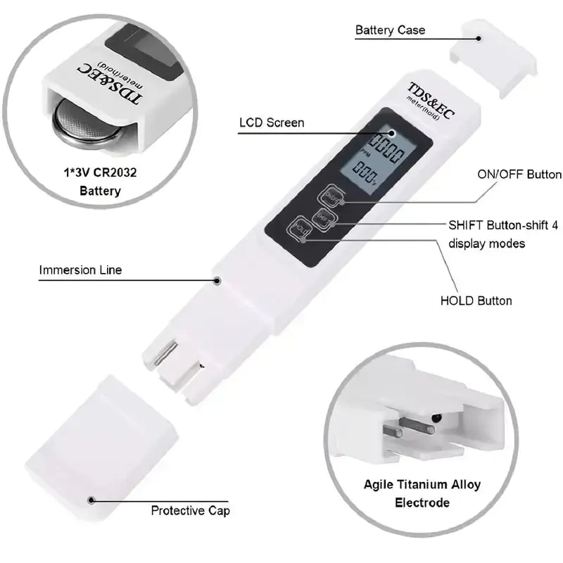 Digital Water Tester - 4 Modes for Accurate Testing