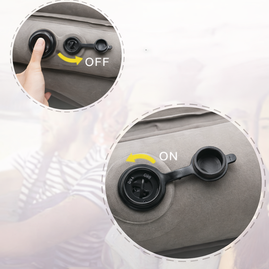 Nap Pillow - Comfortable Neck Support For Aviation, Train, Car And Office Use, Portable and Inflatable, Easy Nap Air Cushion, Soft Microfiber Cover, Gray