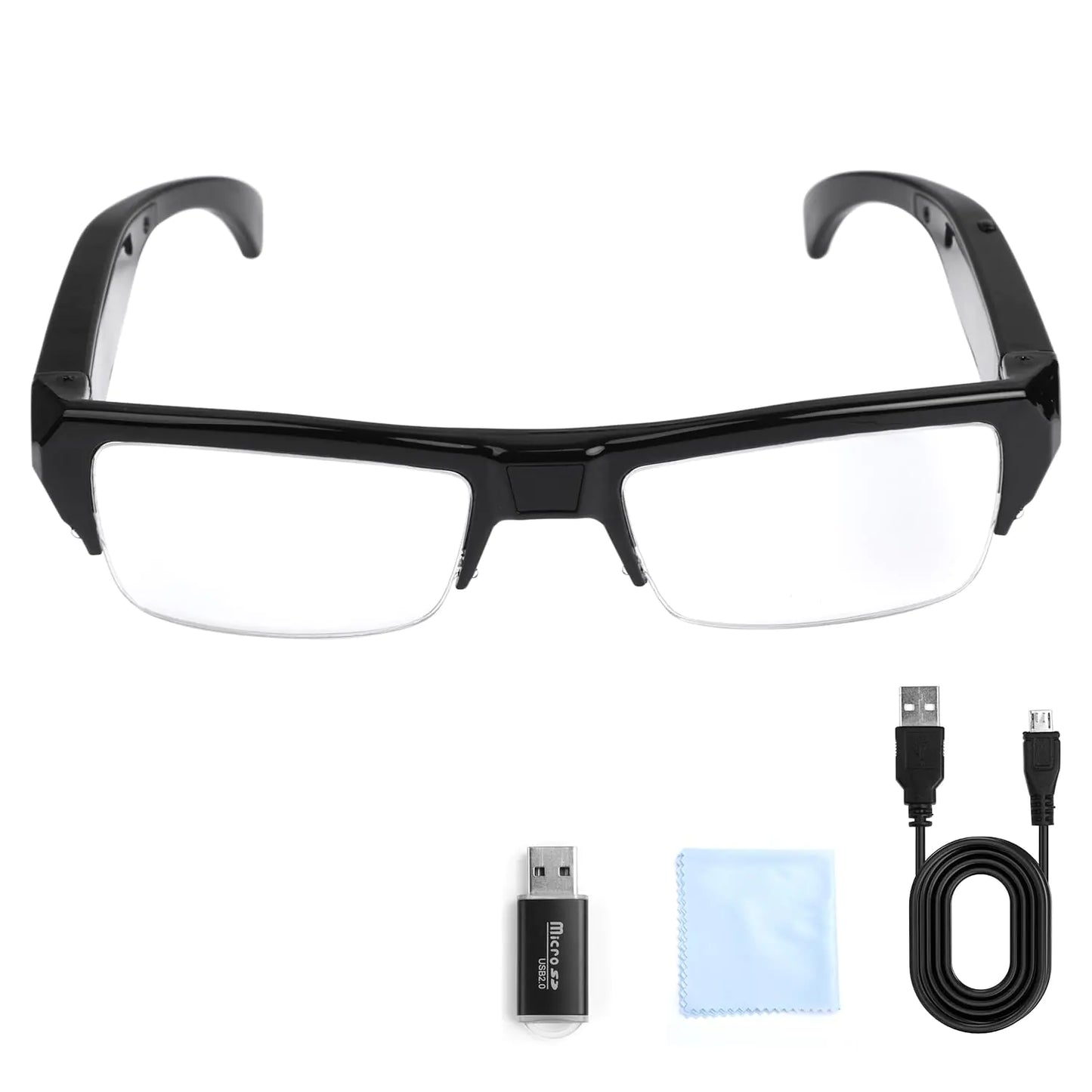dahocamgo Glasses with 1080P HD Wearable Glasses,Portable Outdoor Sports Camera Eye Glasses for BikingHunting Hiking Shooting(Included 32G TF Card