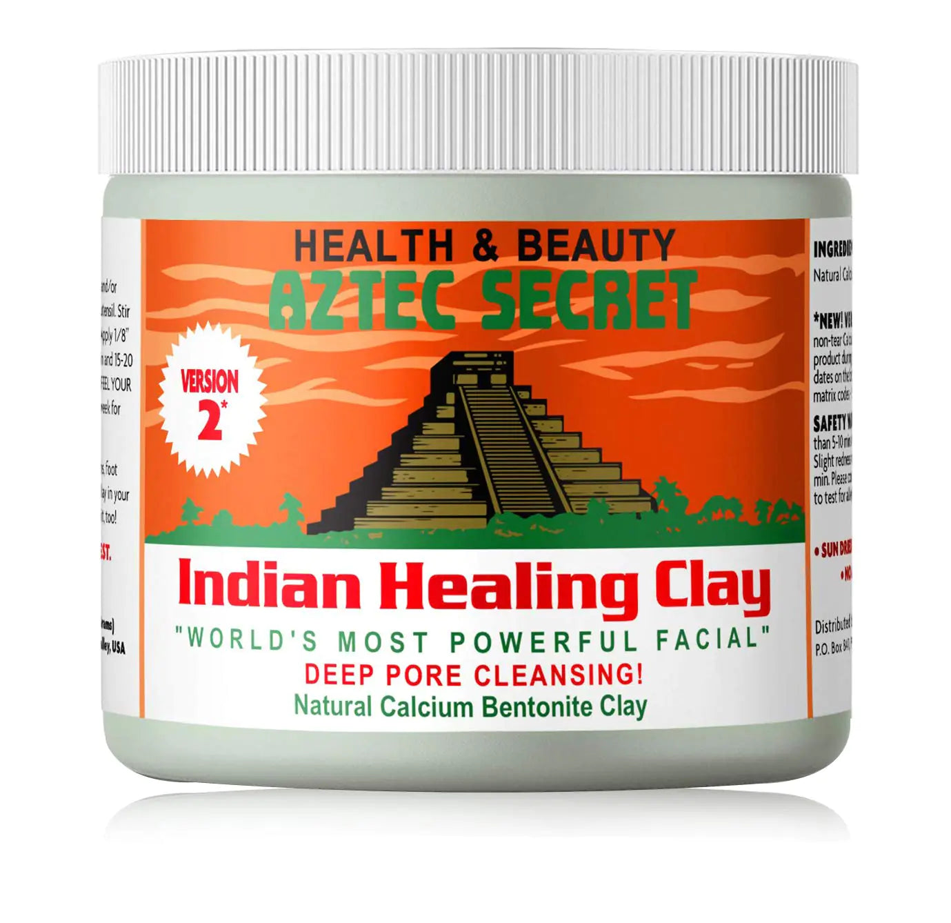 Aztec Secret Indian Healing Clay 1 lb jar for deep pore cleansing, 100% natural calcium bentonite clay.