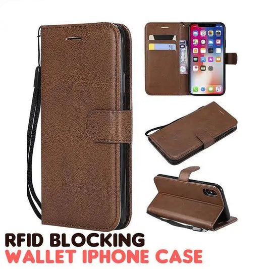RFID Blocking Wallet Case for iPhone - Credit Card Protection Phone Case by Anti Spier