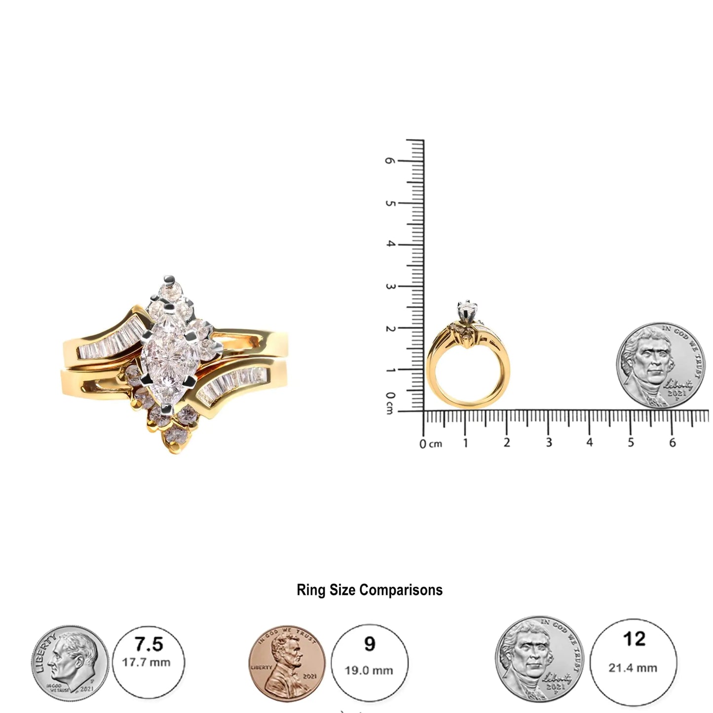 14K Two Tone 3/4 Cttw Diamond Engagement Ring Set (H-I Color, SI1-SI2 Clarity) - Anti Spier