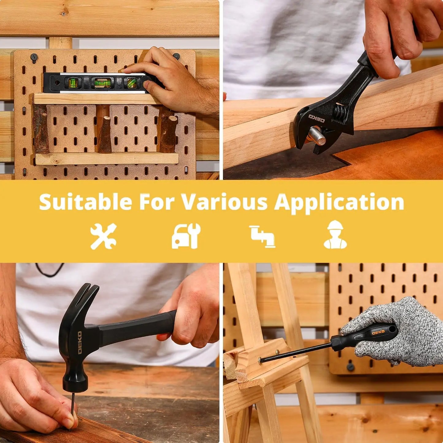 DEKO DKMT178 Household with Drill Wrench Socket Basic Hand Tools Sets for Men Car Repair Mechanic Tool Kit Set Automotive