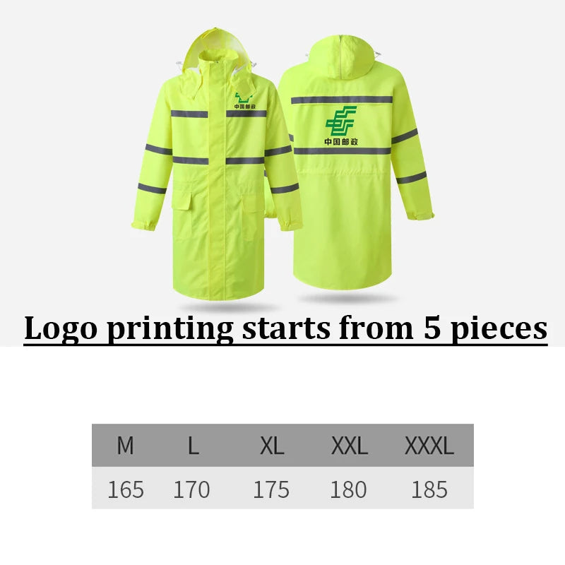 Hi Vis Rain Jacket Reflective Safety Long Rain Coat for Men And Women