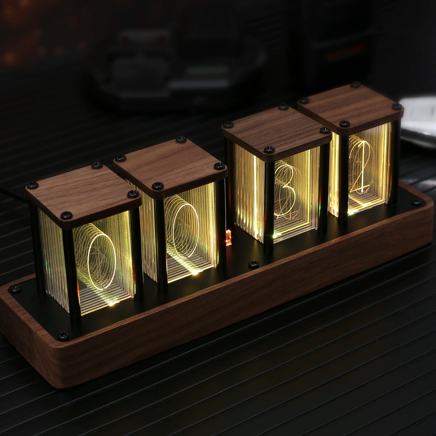 Clocteck Nixie Tube Clock Wifi Digital RGB LED Desk Large Display rgb Clock for Bedroom desk No Assembly Required - Vintage Gift