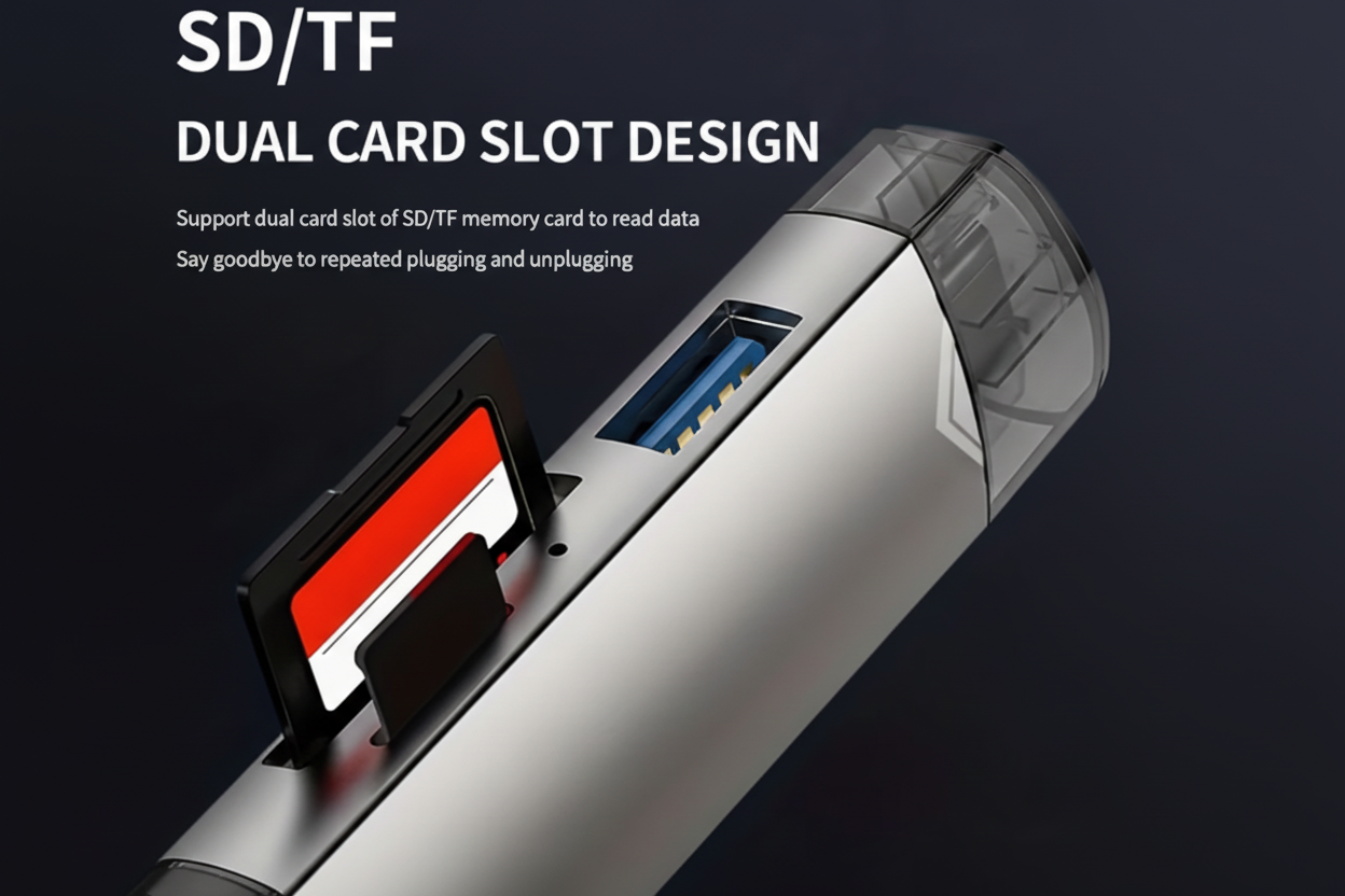 6-in-1 USB High-speed Transfer 5Gbps Rate Card Reader, Type-c Plug And Play