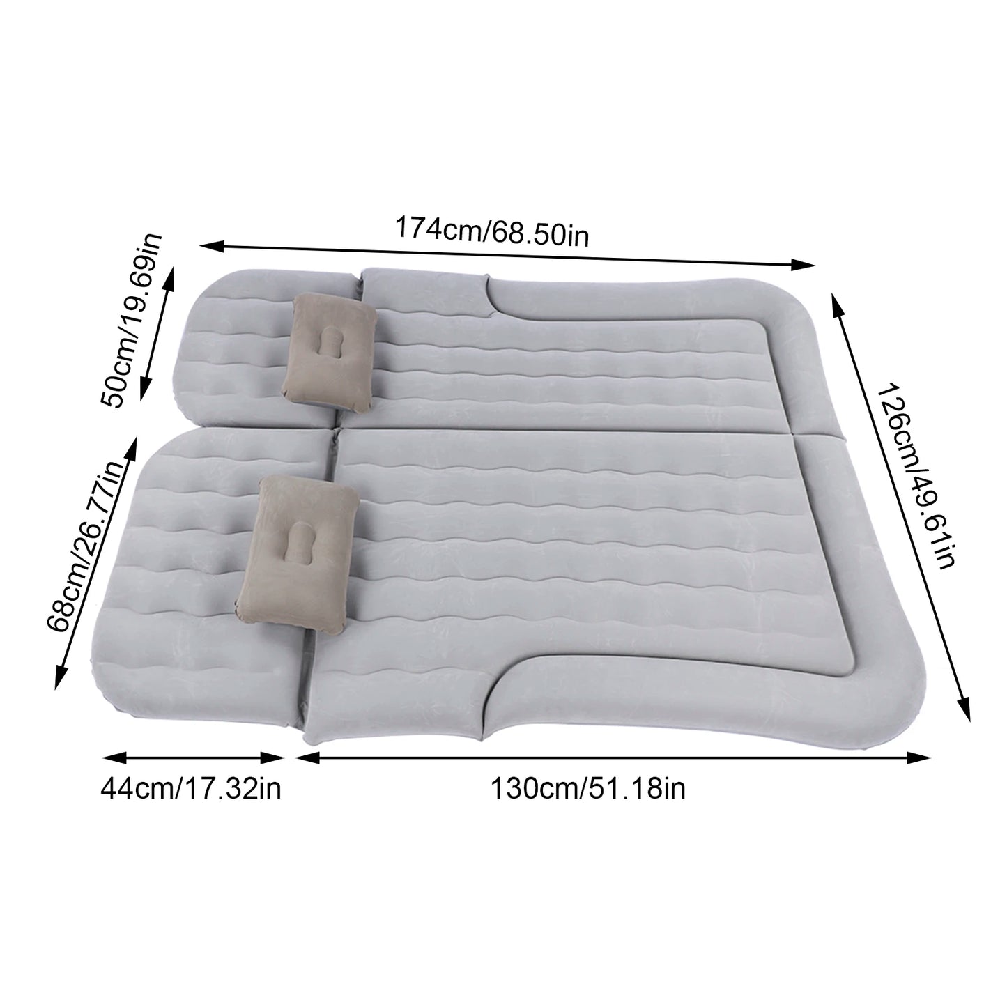 2‑In‑1 Multifunction Inflatable Travel Mattress PVC Flocking Soft Sleeping Rest Cushion for Car SUV